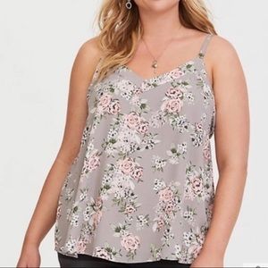 Torrid Light Gray Floral Georgette Tie Swing Cami